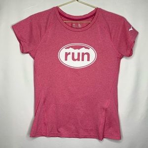 Mizuno Pink Heather Mountain Range Running Shirt S